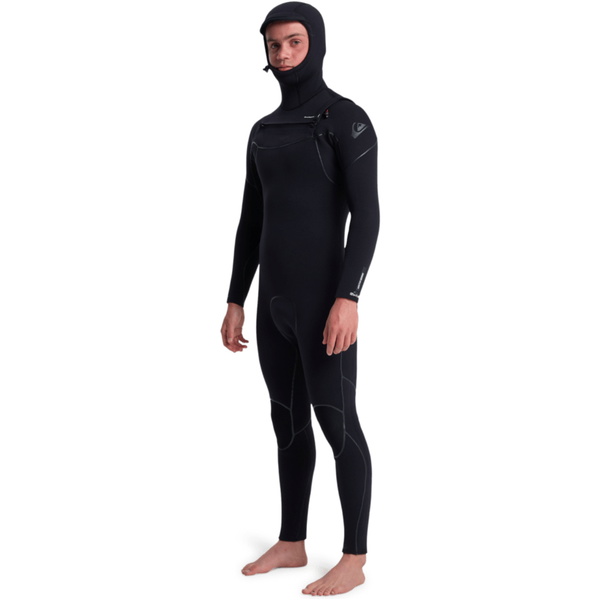2025 Quiksilver Männer Marathon Sessions 5/4/3mm Brustreißverschluss Mit Kapuze Neoprenanzug 25AW203501 - Black